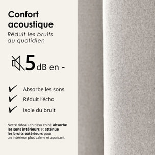 Rideau 100% occultant double face galon fronceur MIDNIGHT - Ivoire
