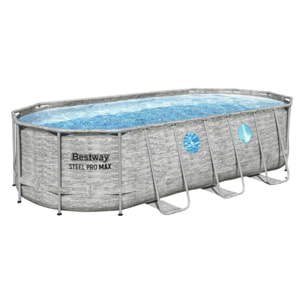 Bestway Piscine hors sol - Ovale - Power Steel Swim Vista - Décor pierres - 549 x 274 x 122 cm