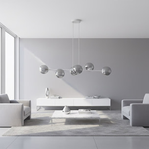 Lampada a sospensione Magnus in acciaio grigio grafite e vetro