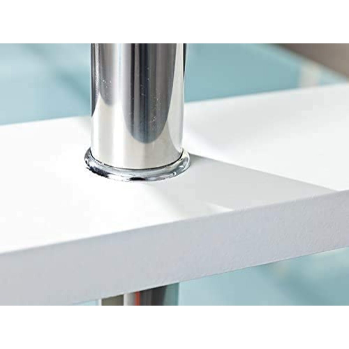 Tavolino Basso Rettangolare Salotto In Vetro E Legno MDF Soggiorno Salone Sala Pranzo Tavolo Caffè Ripiano Moderno Elegante Bianco 100 x 60 x 45 cm