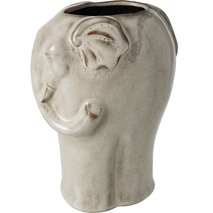 J-Line Cache-pot éléphant - porcelaine - gris vert - large