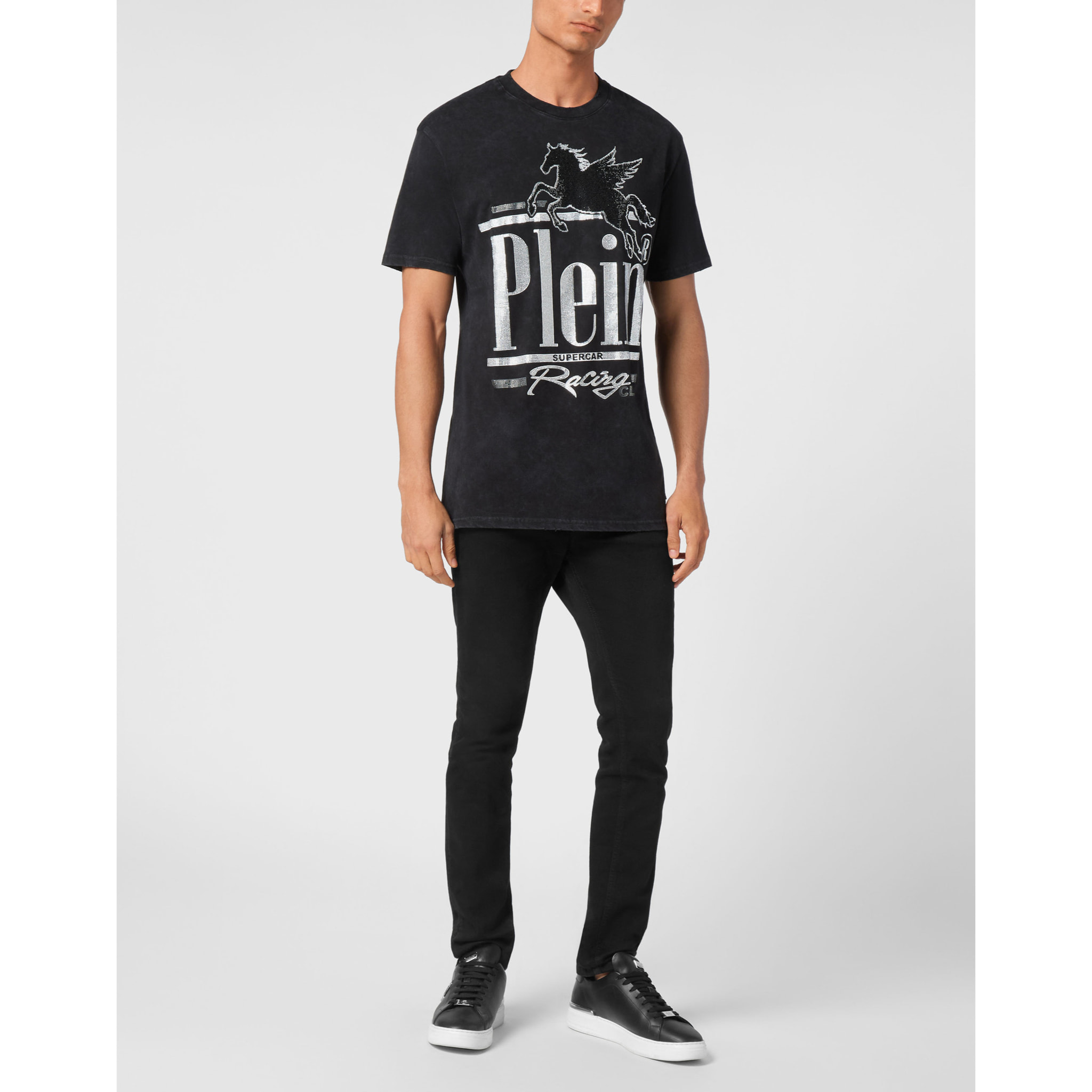 PHILIPP PLEIN Camiseta de cuello redondo y manga corta RACING