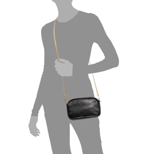 Asola bolso bandolera, de piel auténtica acabado dollaro.