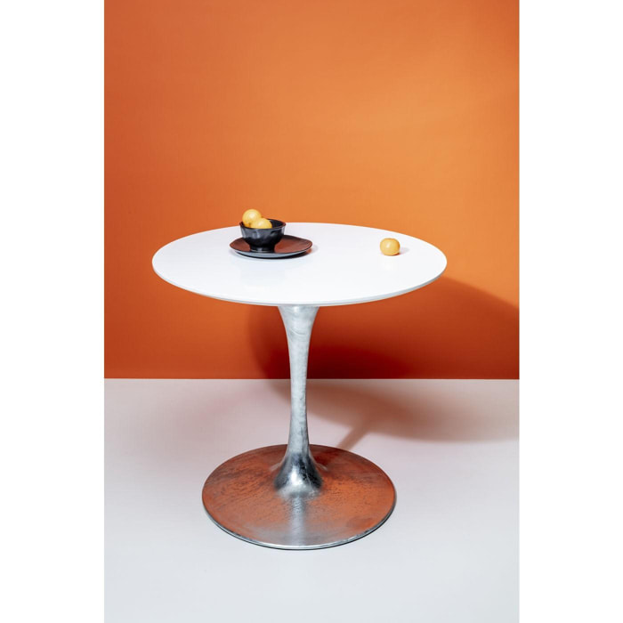 Table Invitation 90cm blanche & zinc Kare Design