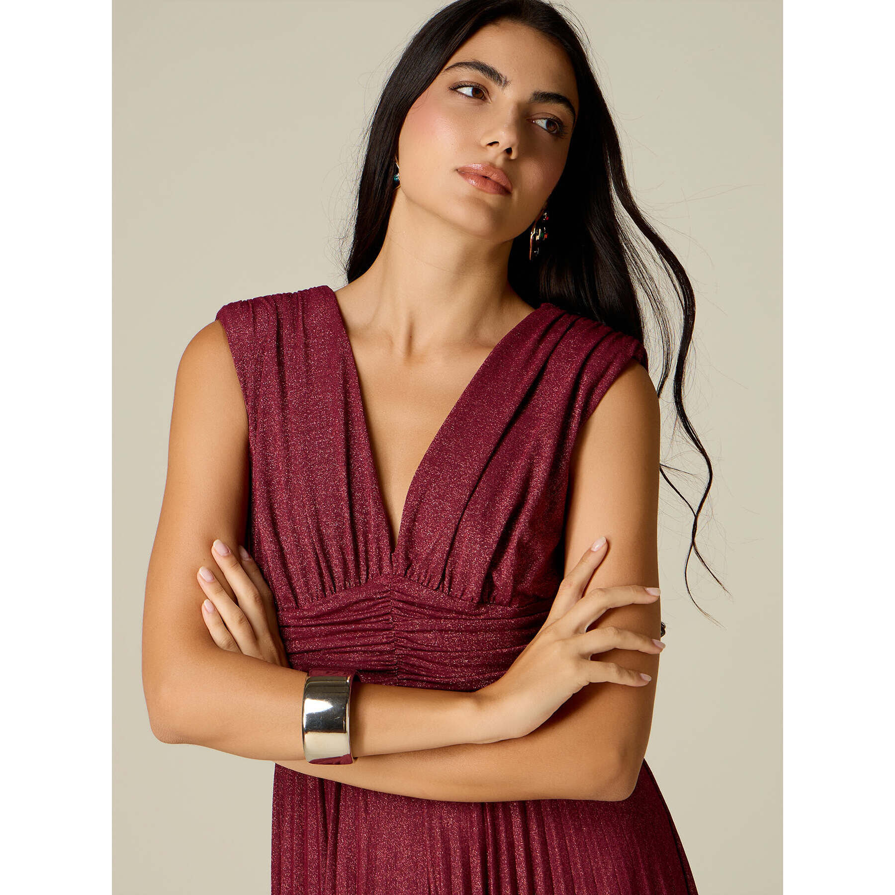Oltre - Vestito lungo in jersey lurex - Bordeaux
