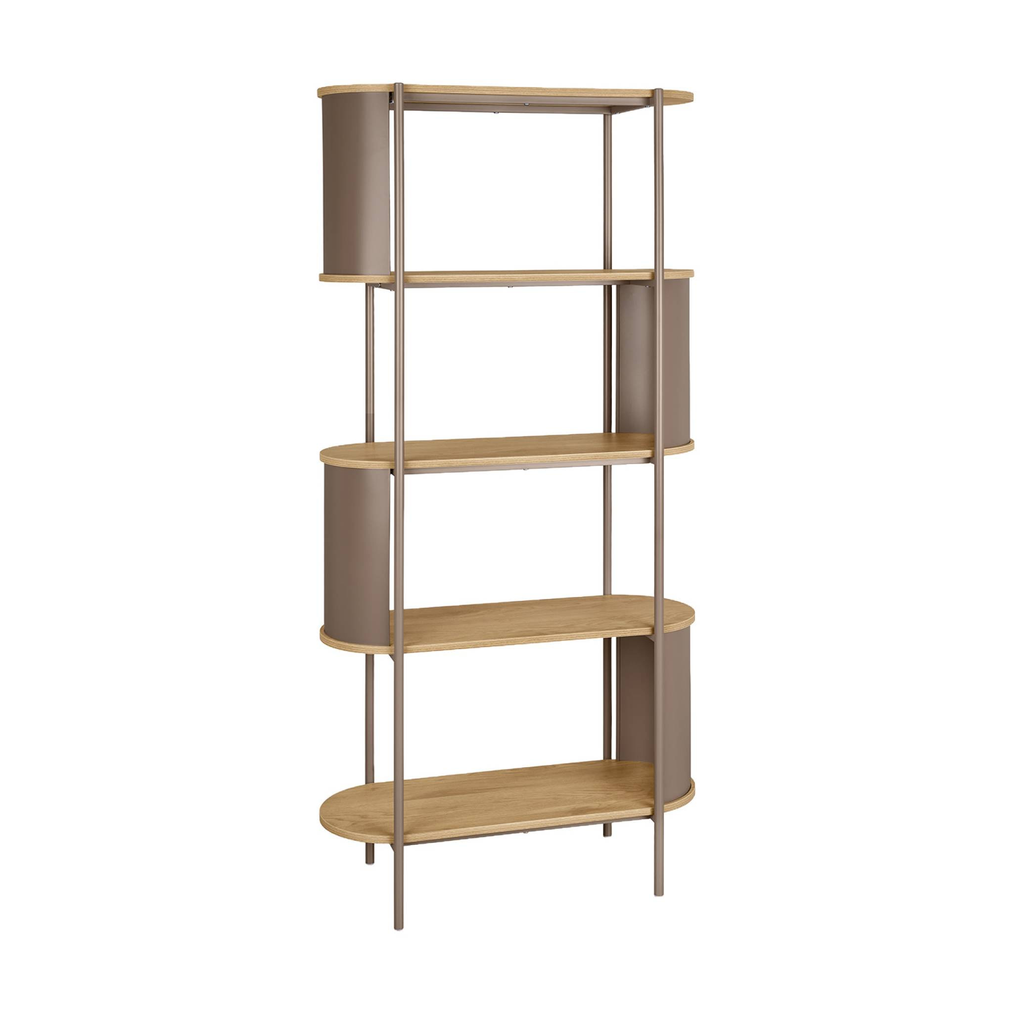 Etagère bibliothèque métal courbé et décor bois 5 niveaux MOLTO