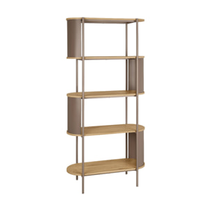 Etagère bibliothèque métal courbé et décor bois 5 niveaux MOLTO