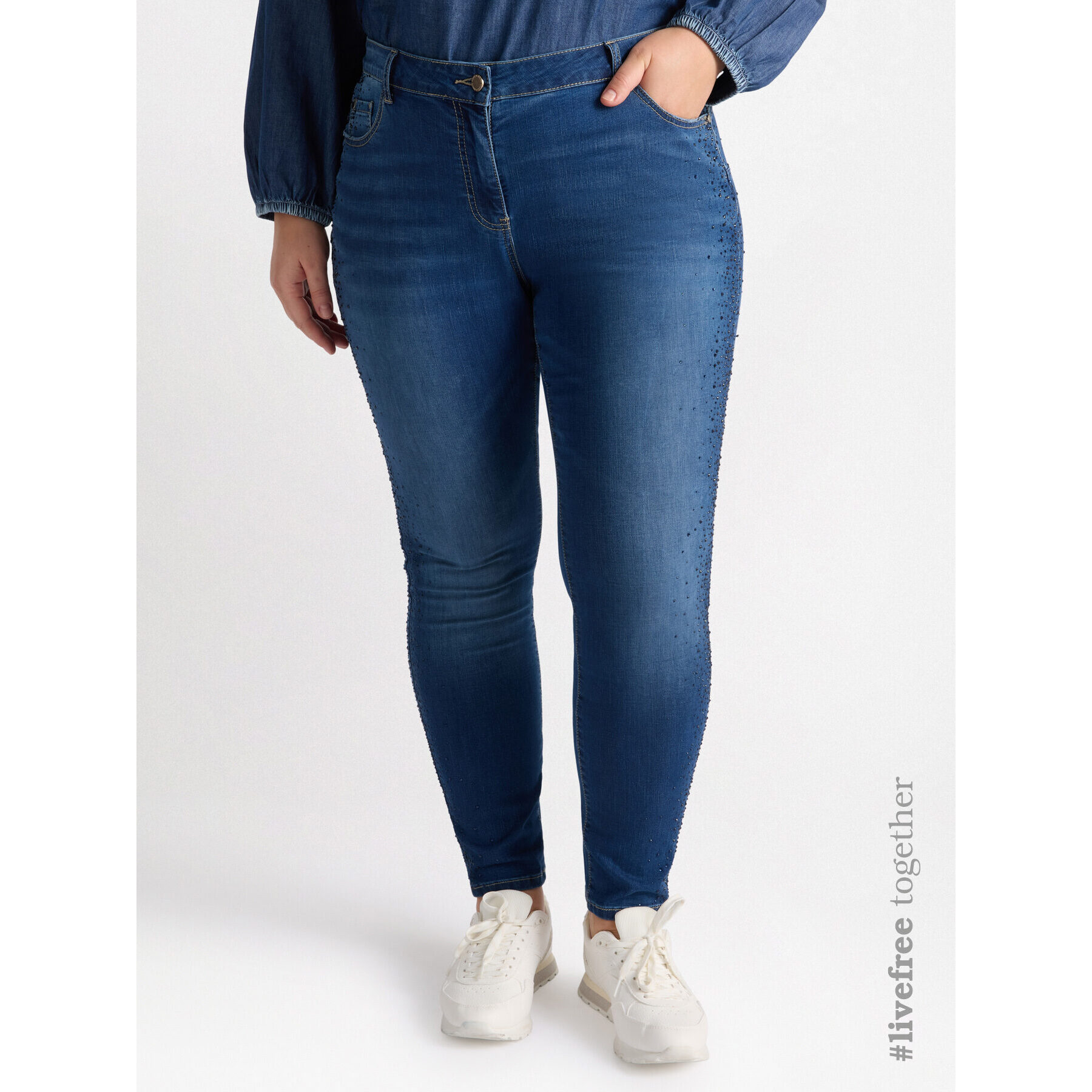 Fiorella Rubino - Jean skinny avec strass - Azul