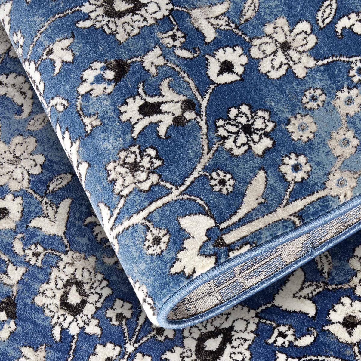 Tapis salon nature floral, structure tissée plate, iser, confort