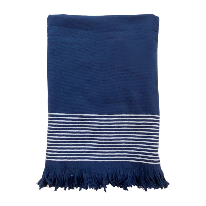 Fouta doublée éponge Paski Navy 140x180 300g/m²