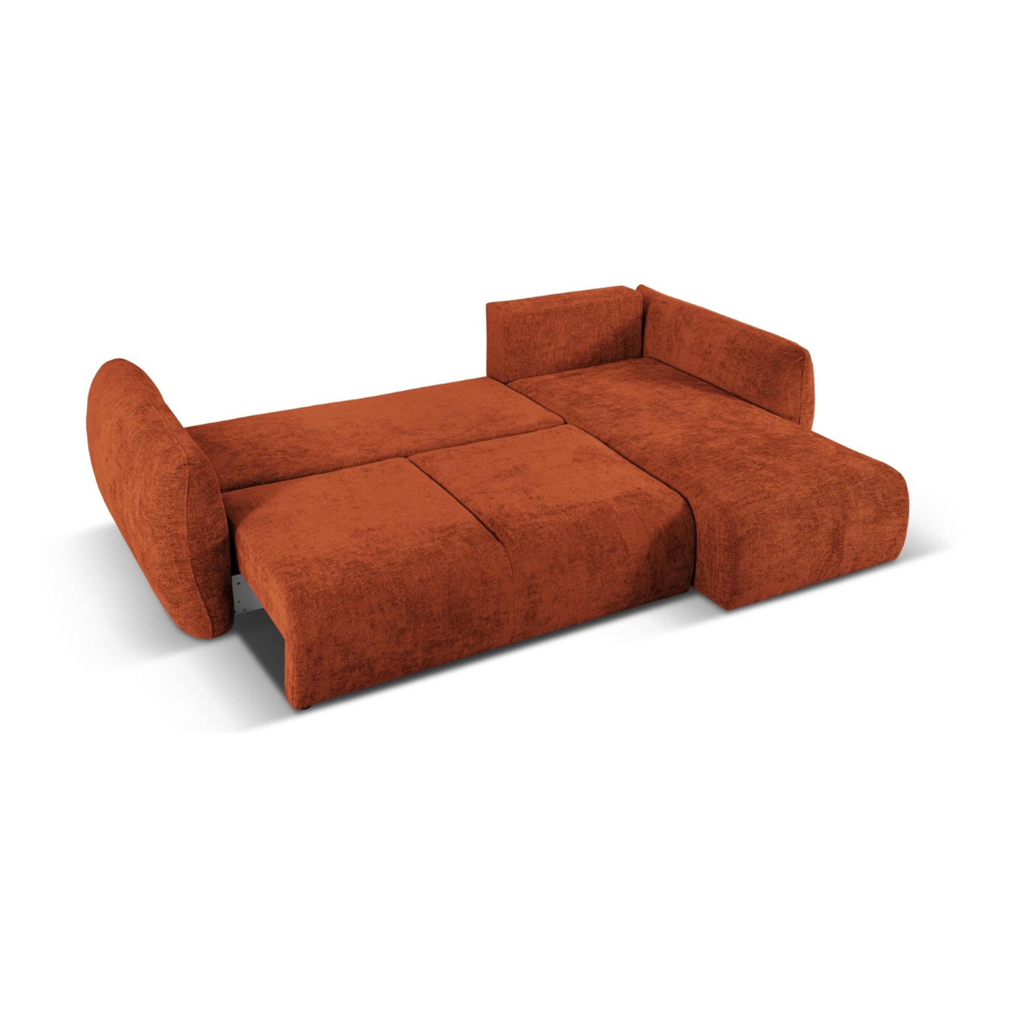 Canapé d'angle droit convertible avec coffre de rangement "Matera" 4 places en chenille terracotta
