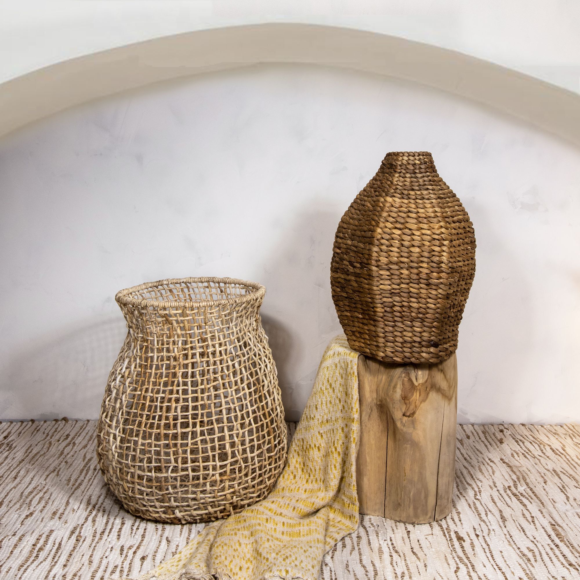 Panier/cache-pot en fibre naturelle h50cm