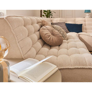 Ellie - canapé modulable d'angle réversible 4 places en velours texturé - Beige