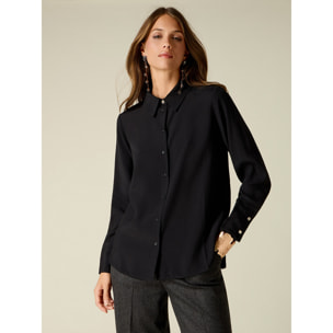 Oltre - Camicia in viscosa con bottoni gioiello - Nero