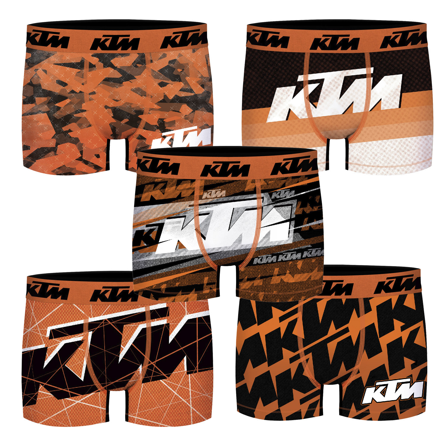 Pack de 5 calzoncillos estampados KTM Motorbike para hombre