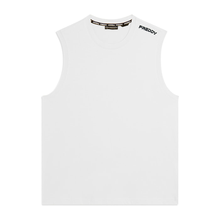 T-shirt senza maniche in jersey di cotone