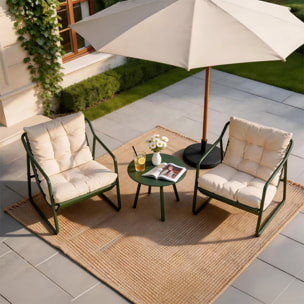 Ensemble de jardin 2 fauteuils vert kaki avec table basse ANTHI
