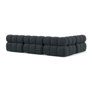Ruby - canapé modulable d'angle gauche 5 places en velours texturé - Noir
