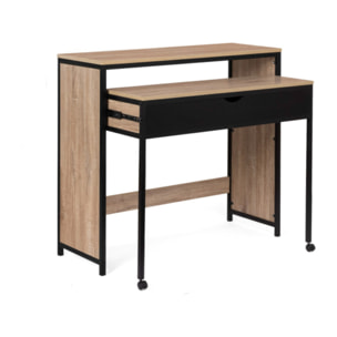 Bureau extensible Memphis bois et noir