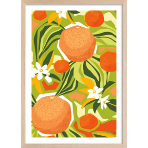 Poster bel oranger Affiche + cadre en bois - Chêne