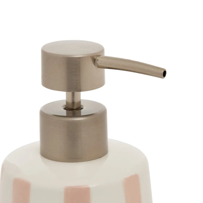 Distributeur de savon Strio à rayures rose blé 400ml