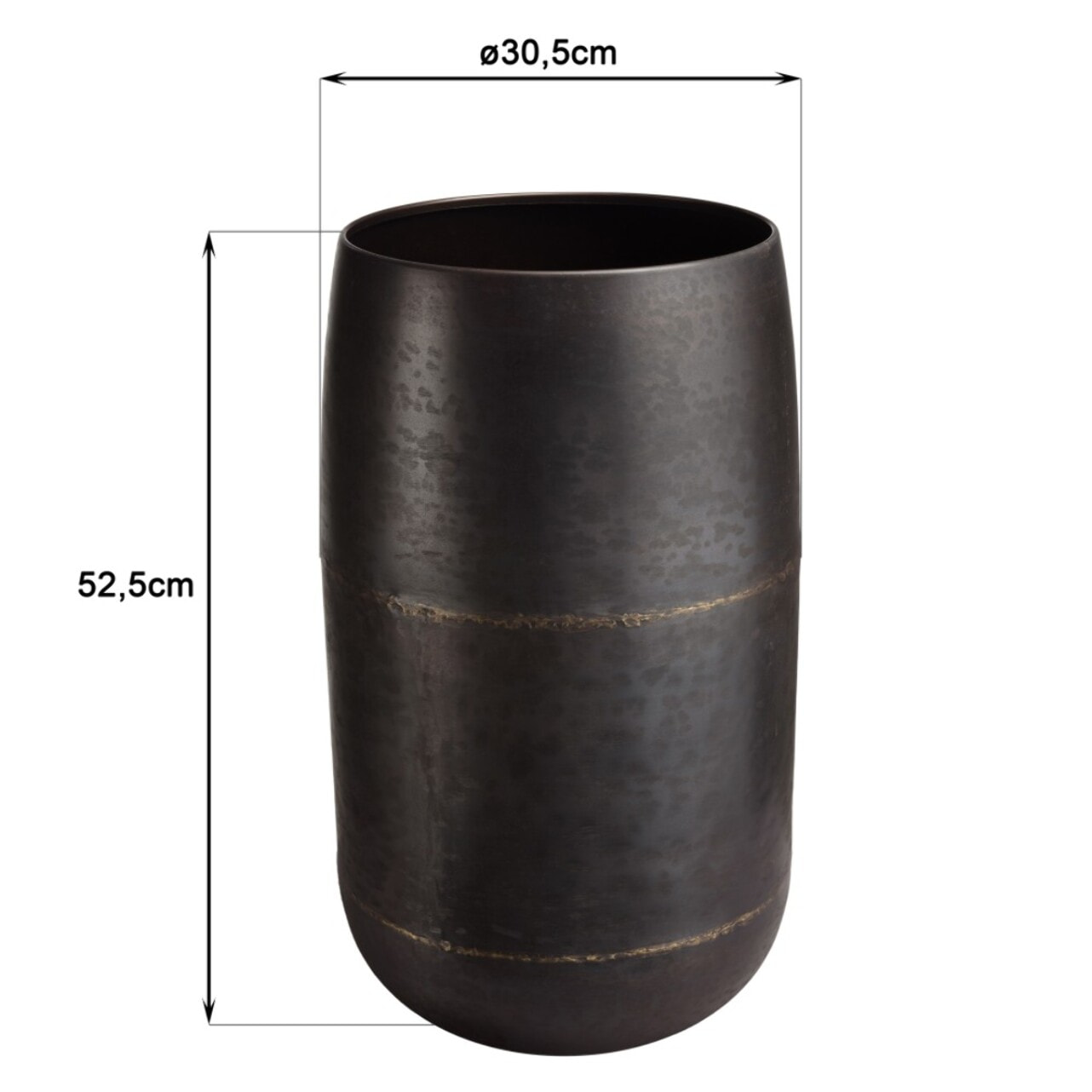 JOHAN - Vase largeur 30.5cm hauteur 52.5cm acier couleur bronze cuivré