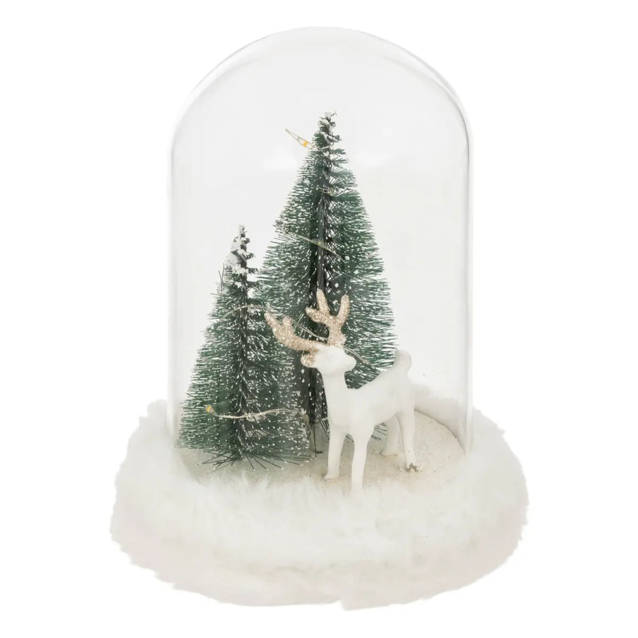 Décoration cloche en verre avec renne H21cm 10 LED blanc chaud à piles