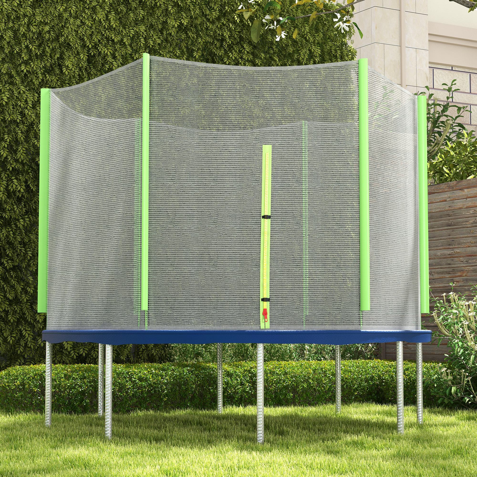 Red de Seguridad para Cama Elástica Ø305 cm Red de Trampolín Redondo para Exterior Protectora para Cama Elástica de 6 Postes Rectos Verde