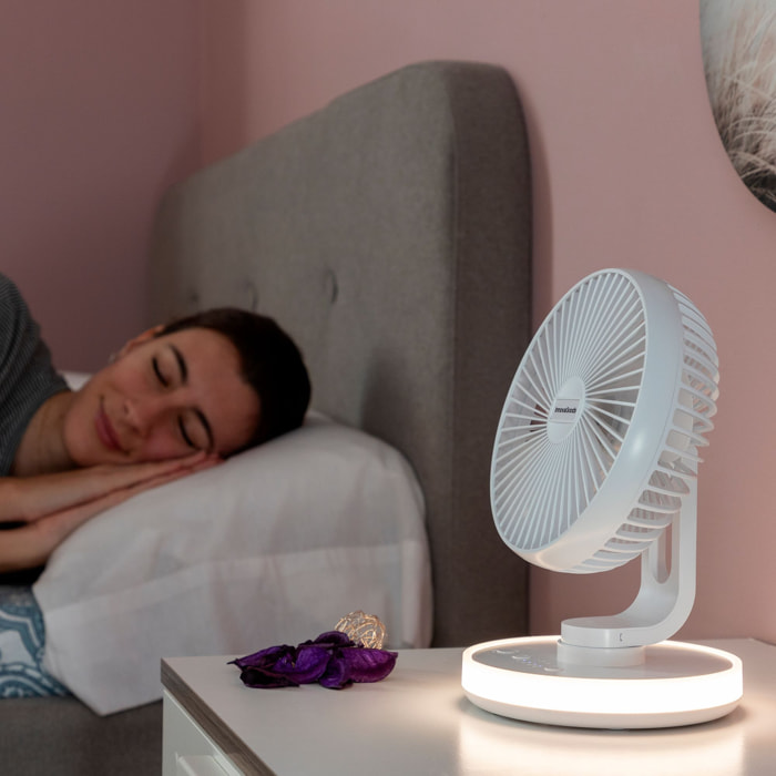 Ventilatore da scrivania ricaricabile con LED FanLed - 4000 mAh - bianco - Ø6,6'' - 17 x 23 x 17 cm