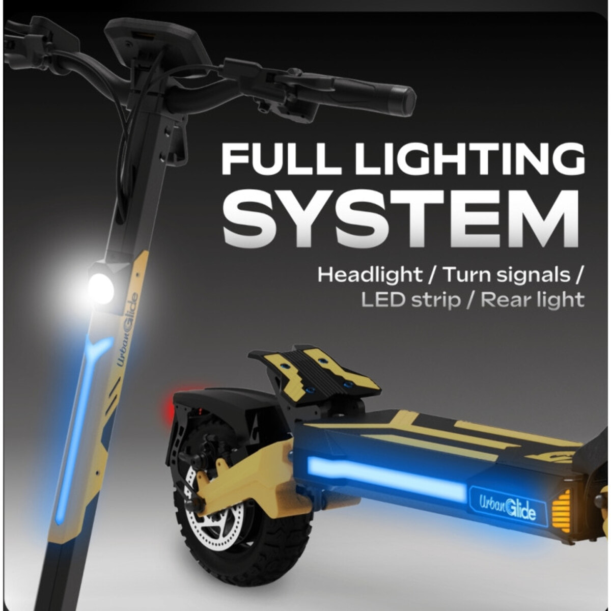 Trottinette Électrique UrbanGlide 1000GT 2x2 – 2x1000W – 52V 23,4Ah – Autonomie 100km – Tout-Terrain