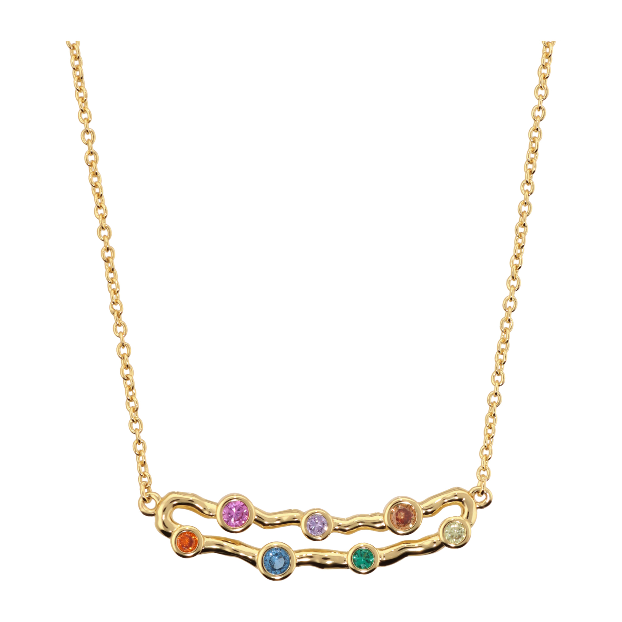 Collana Girocollo con Elemento Martellato e Cubic Zirconia Colorate