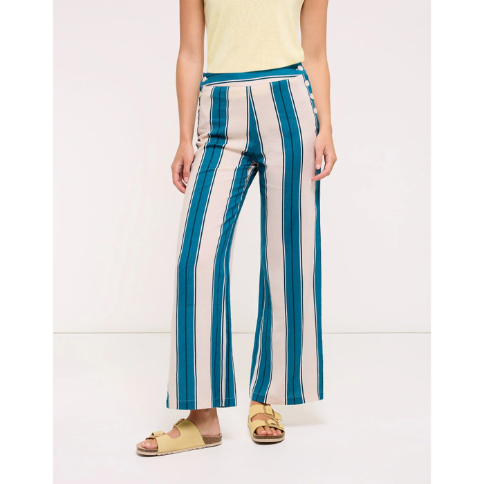 Pantalón Largo Turquesa Rayas - Doven