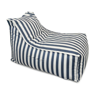BOLOGNE Pouf d’extérieur rayé bleu déperlant - 100x65x65 cm