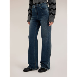 Motivi - Jeans wide con applicazioni di strass - Blu