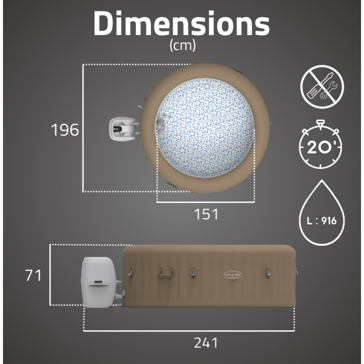 Bestway Spa gonflable rond Lay-Z-Spa Palm Springs AirJet 4-6 personnes