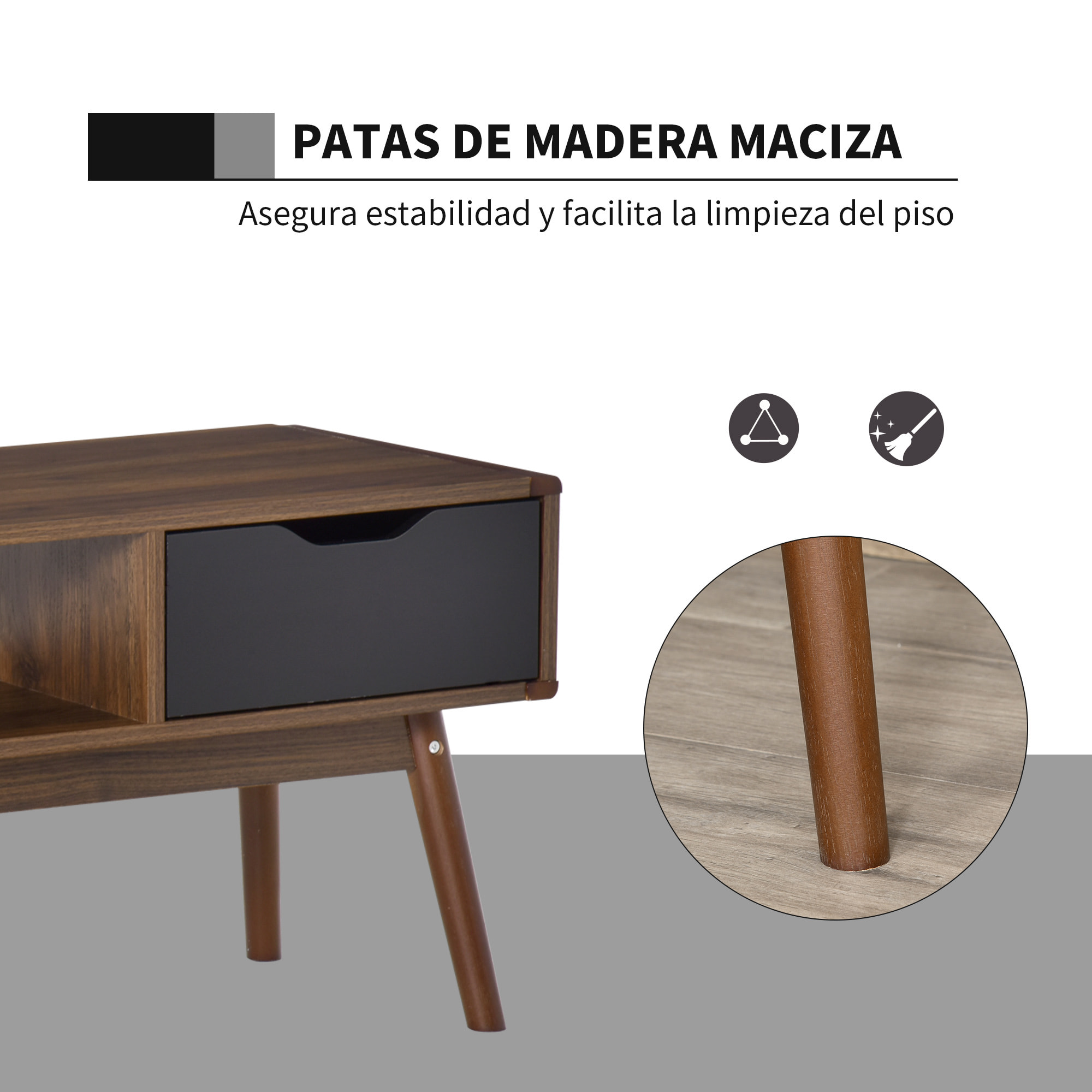 Mueble de TV Mesa de Salón Televisión de 50 Pulgadas con 2 Cajones 122x39x46 cm