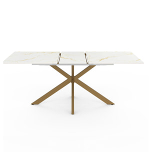 Table à manger extensible Spider 160-200cm effet marbre et doré