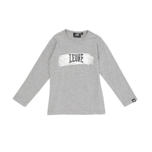 T-shirt Leone bambina con maniche lunghe con paillettes Super Grey