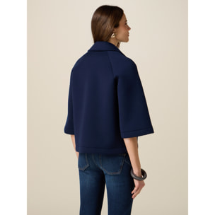 Oltre - Capa en scuba con broche de flor - Azul