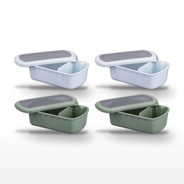 Lot de 4 Lunchbox Fackelmann Storage Bleu et Vert