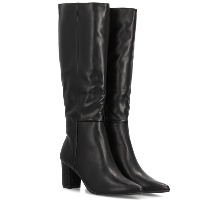 Botas altas elegantes con tacón ancho para mujer