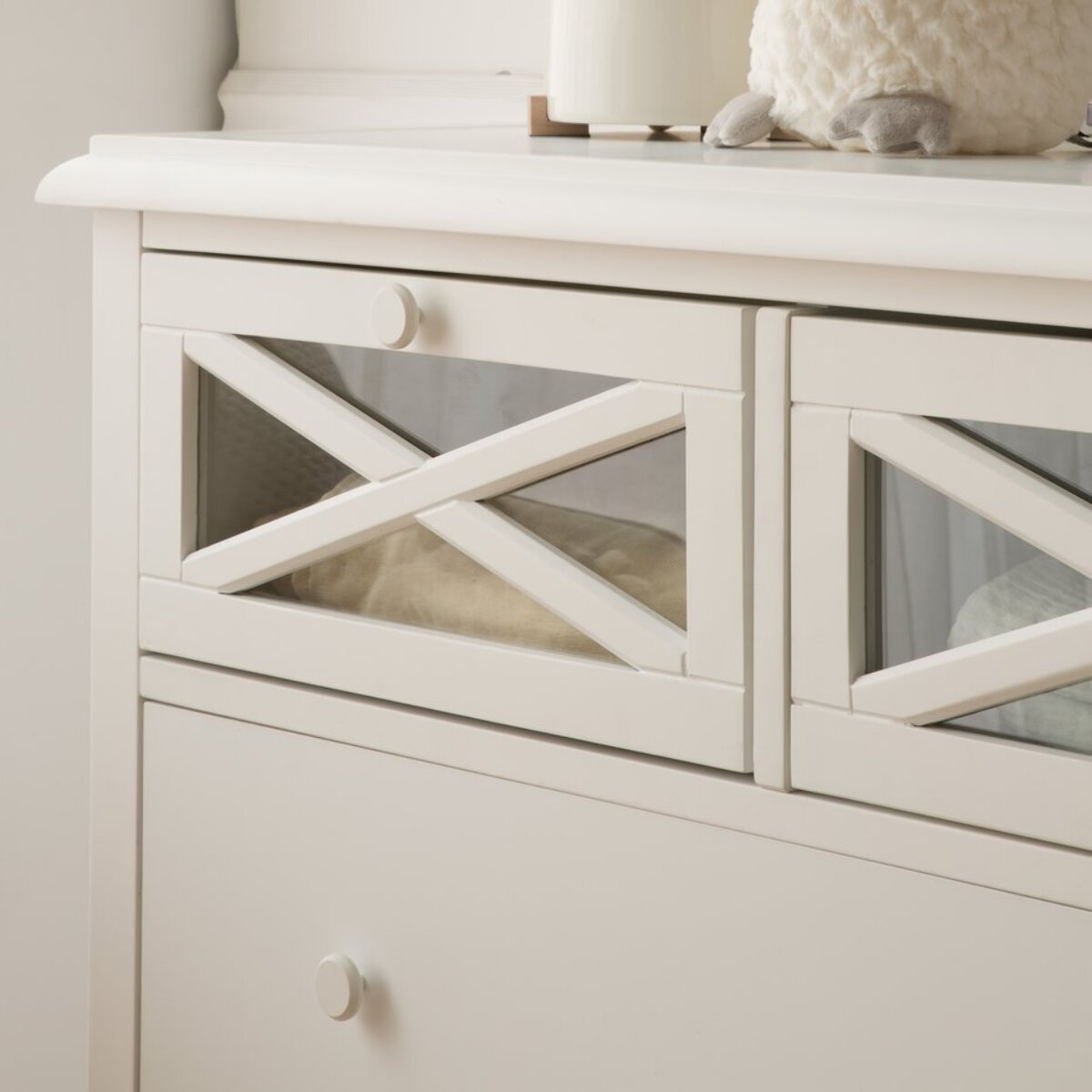 Commode Niza -bois massif d'araucaria et panneau mdf-couleur laqué blanc mat 100 x 87 x 42 cm