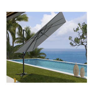 Parasol déporté 3x3m - gris perle - SUNKING