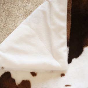 Plaid doux à motif peau de vache avec dos en velours - Marron Foncé