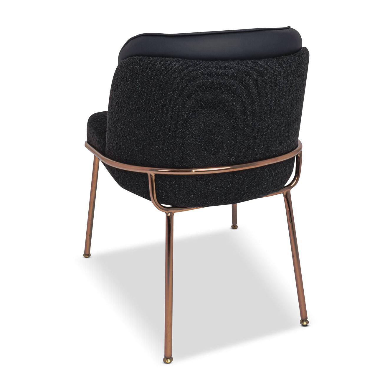 Thun Boucle - Coppia di poltroncine di design in metallo, seduta in tessuto bouclÃ© e schienale in letherette