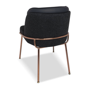 Thun Boucle - Coppia di poltroncine di design in metallo, seduta in tessuto bouclÃ© e schienale in letherette