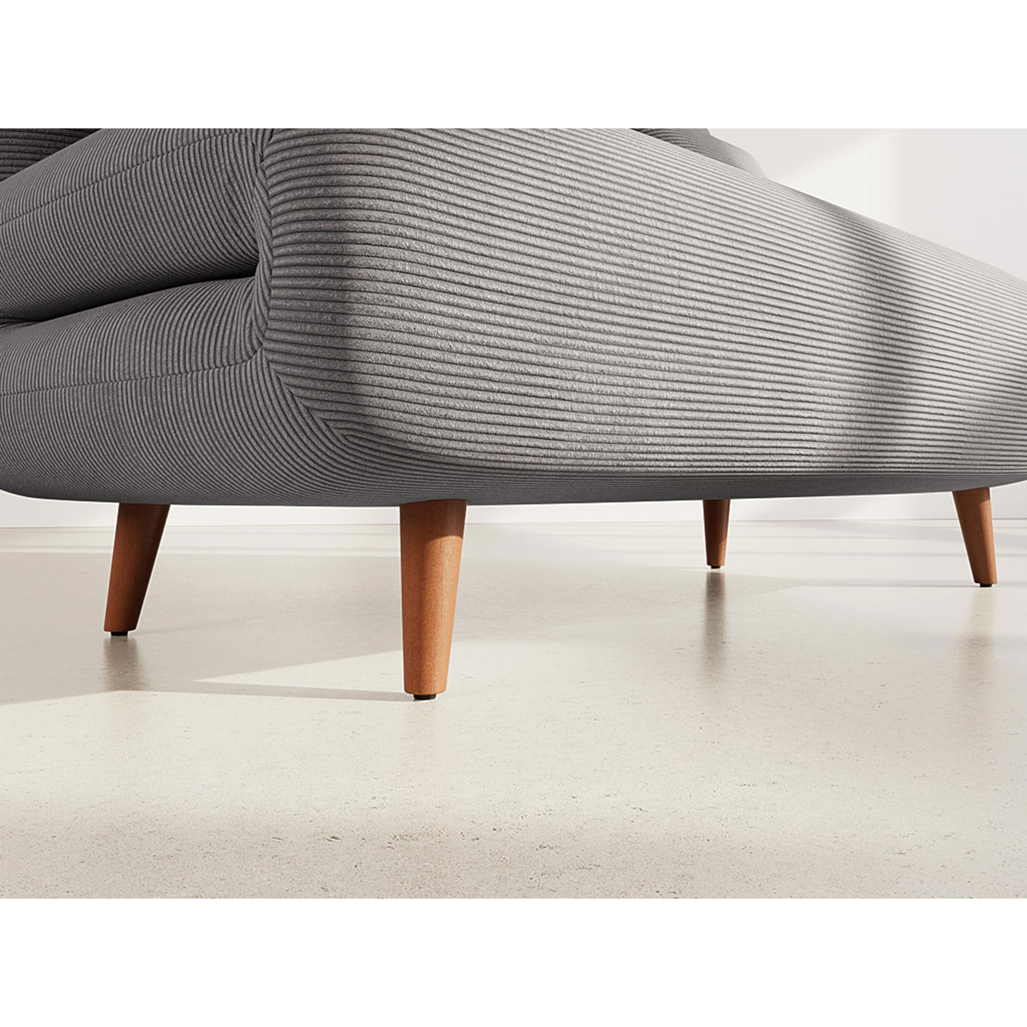 Lumi - Banquette convertible clic-clac 2 places en velours côtelé - Gris