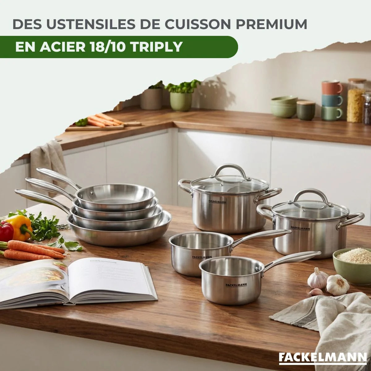 Poêles à Frire, Casseroles, Faitouts inox 18/10 Triply Fackelmann Vita3