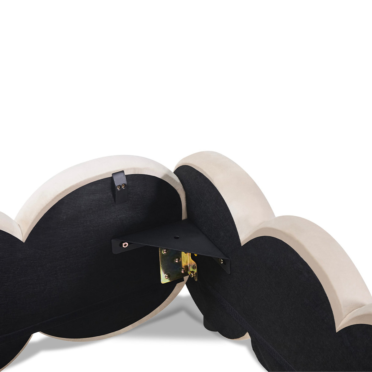 Lit coffre velours beige 2 places