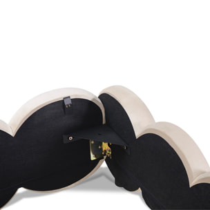 Lit coffre velours beige 2 places
